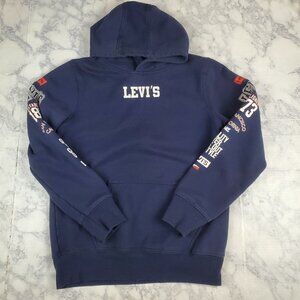 Levi's‎ Boy's Large Navy Blue Hoodie Sweatshirt Sleeve Graphic Logo